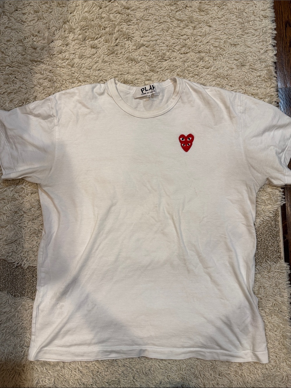 Comme des Garcons PLAY White T-Shirt with Red Heart Patch